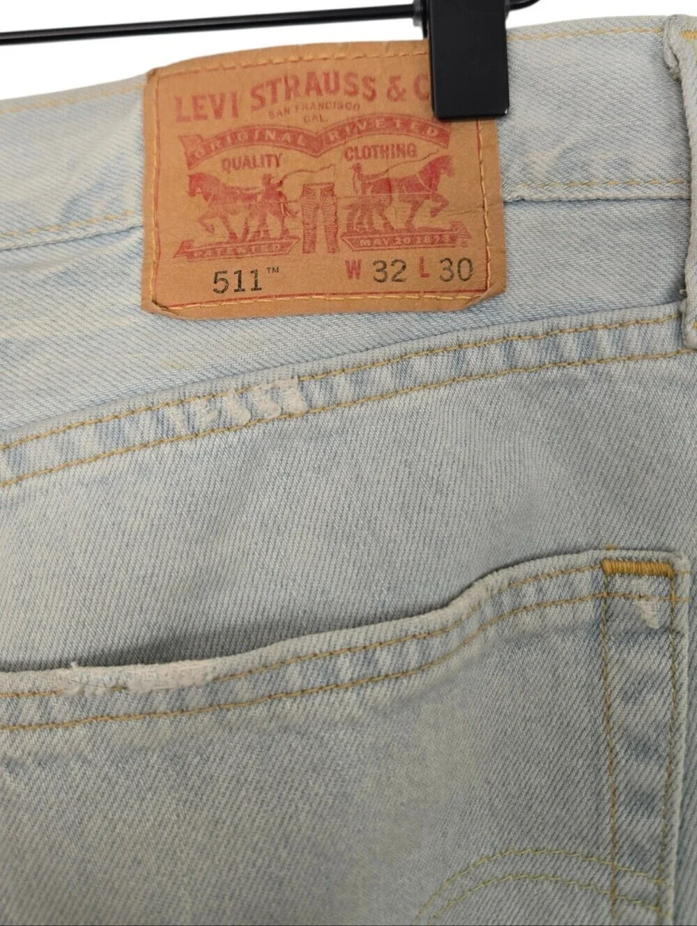 Levi’s 511 Distressed Jeans W32 L30 Light Wash Ripped Denim